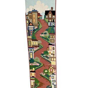 Vintage PETER ASHE Needlepoint Lombard Street San Francisco California Wall Hang